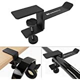 6amLifestyle Headphone Headset Stand Holder for Universal Metal Gaming Headphones Hanger Mount Under Desk Hook Clip with Adjustable Clamp for All Headsets (Black)